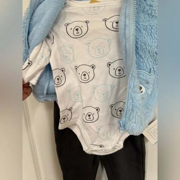 Tattle Tails Blue Bear Jacket and Onesie Set - Picture 2 of 7